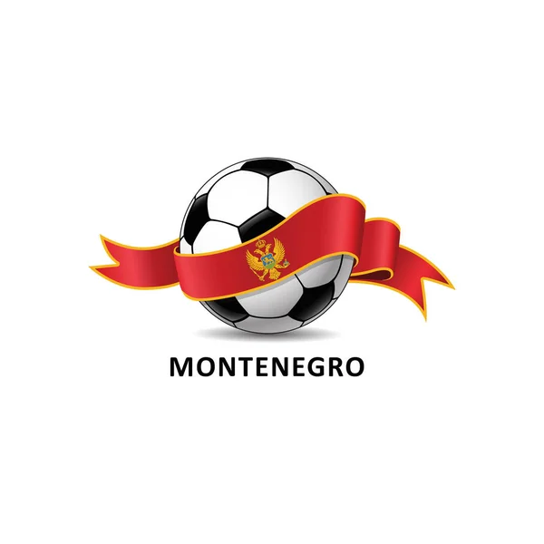 Vector Ilustracja Piłki Nożnej Piłki Nożnej Flagą Czarnogóry — Wektor stockowy