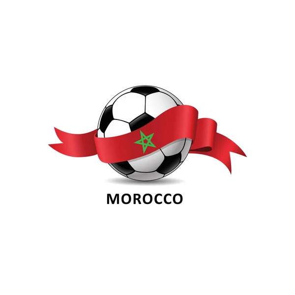 Voetbal Met Kleurrijke Trail Van Het Nationale Vlag Van Marokko — Stockvector
