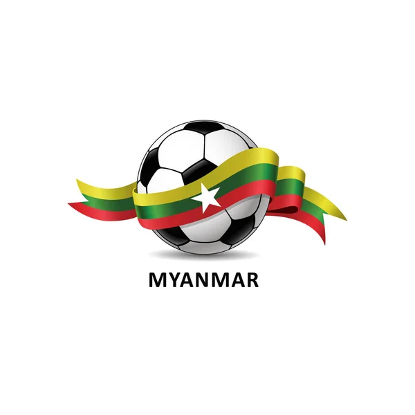 Vektör Illustration Bir Futbol Futbol Topu Ile Myanmar Bayrağı — Stok Vektör