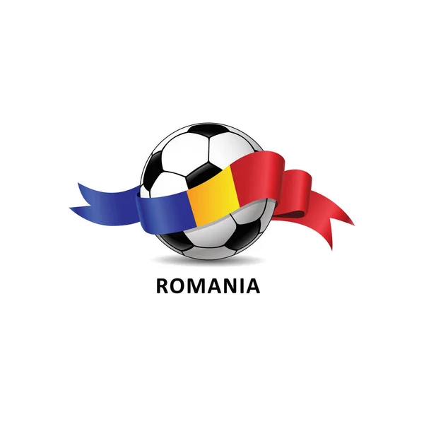 Voetbal Met Roemenië Nationale Vlag Kleurrijke Trail Vector Illustratie Ontwerp — Stockvector
