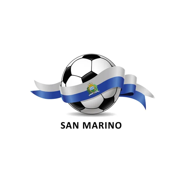 Football Avec Drapeau National San Marino Sentier Coloré Illustration Vectorielle — Image vectorielle