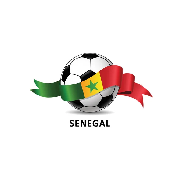Voetbal Met Senegal Nationale Vlag Kleurrijke Trail Vector Illustratie Ontwerp — Stockvector