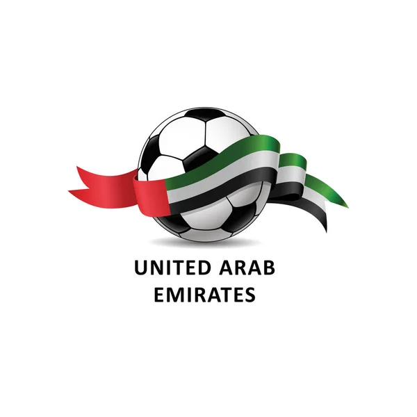 Fotboll Med Förenade Arab Amirates Flagga Färgglada Trail Vektor Illustration — Stock vektor