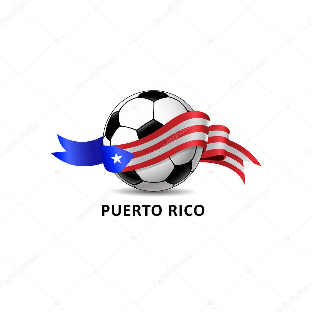 Football with puerto rico national flag colorful trail. Vector illustration design for soccer football championship, tournaments, games. Element for invitations, flyers, posters, cards, webdesign