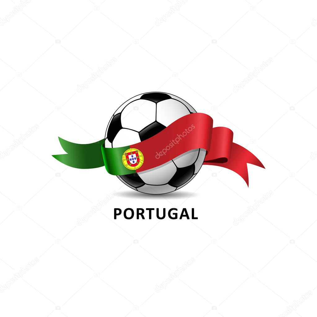 Football with Portugal national flag colorful trail. Vector illustration design for soccer football championship, tournaments, games. Element for invitations, flyers, posters, cards, webdesign