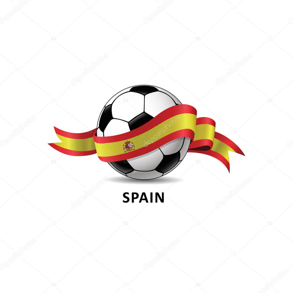 Football with Spain national flag colorful trail. Vector illustration design for soccer football championship, tournaments, games. Element for invitations, flyers, posters, cards, webdesign