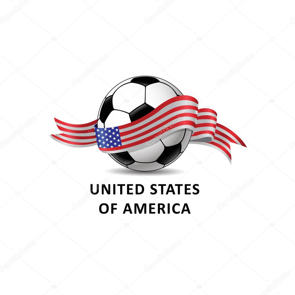 Football with united states of america national flag colorful trail. Vector illustration design for soccer football championship, tournaments, games. Element for invitations, flyers, posters, cards, webdesign