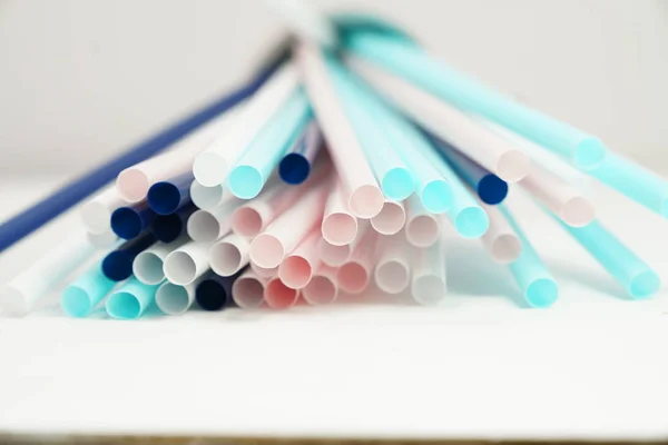 Colorful of straw plastic drinking background for party, close up of colorful and bright plastic straws with copy space.