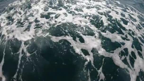 Beautiful Deep Blue Mediterranean Sea Water Ocean Waves Cruise Ship — Stock Video