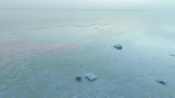 Water Clouds Spectacular Drone View Reflecting Surface Lake Ankara Turkey — Stock Video