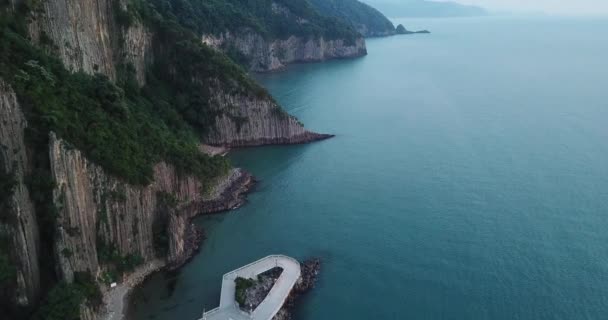 背景为大海的崎岖黑海表面绿树树冠 4K无人机视频 — 图库视频影像
