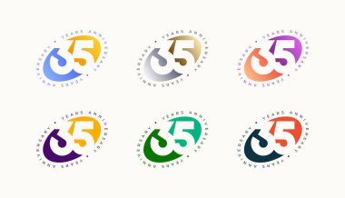 Koleksiyon Numarası Yıldönümü Renkli 35, 35. Mutlu Yıldönümü Oval, Küre veya Elips şeklinde ve herhangi bir renkle.