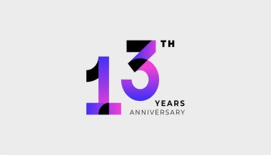 Gelecek Yıl Yıldönümü Mor Rengi 13., 13. Mutlu Yıldönümü Basitlik, Geometrik ve Modern.