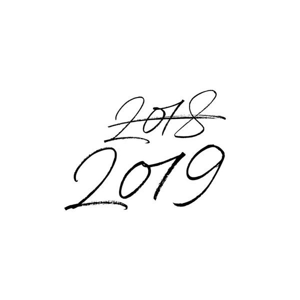 2019 Feliz Año Nuevo texto aislado sobre fondo blanco — Archivo Imágenes Vectoriales