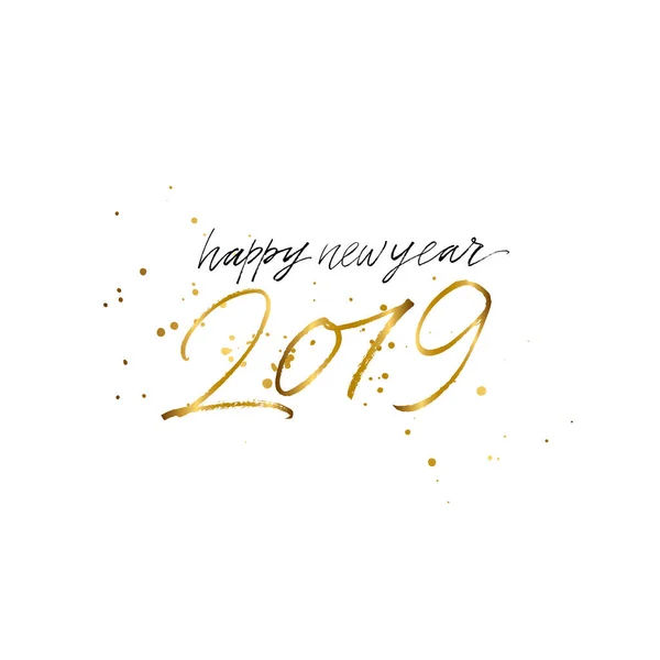 2019 gott nytt år guld text isolerad på vit bakgrund — Stock vektor