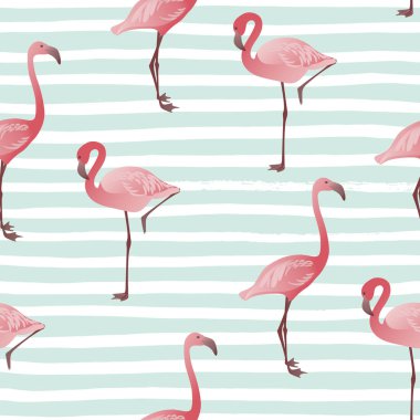 Pembe flamingo ile Seamless modeli. Vektör yaz arka plan.