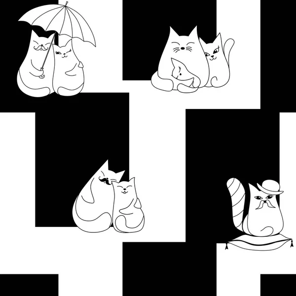 Wektor Wzór Oryginalny Wzór Graficzny Prostokąty Koty — Wektor stockowy