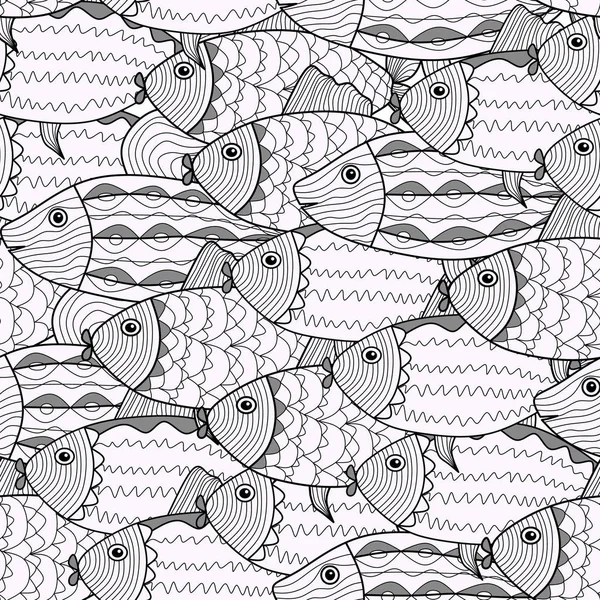シームレス パターン グラフィック魚の多数の背景 — ストックベクタ