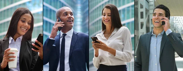 Composição Retratos Empresários Todas Etnias Conceito Negócios Financeiros Seguros Marketing — Fotografia de Stock