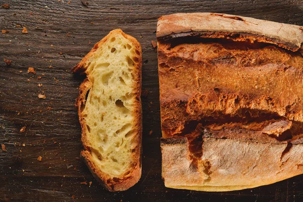 Pemandangan Atas Makro Roti Panggang Yang Baru Dipanggang Khas Roti — Stok Foto