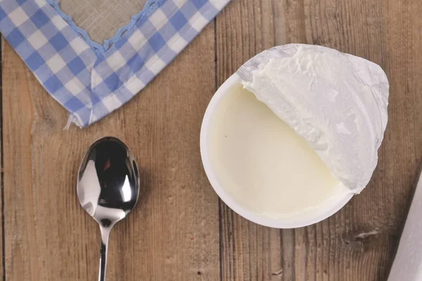 Composizione Una Tipica Colazione Genuina Base Yogurt Bianco Concetto Fitness — Foto Stock