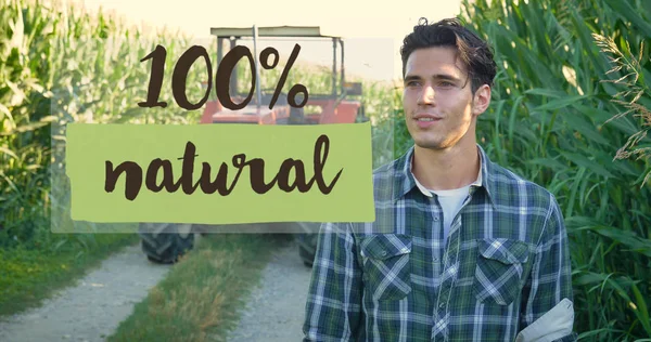 Murid Petani Muda Yang Cantik Bekerja Ladang Traktor Memilih Ikon — Stok Foto