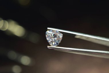 Kim profesyonel cımbız ile el yapımı lüks mücevher üretimi için kullanacağı elmas denetler bir kuyumcu el kapatın. Kavramı: gelenek, lüks, takı.