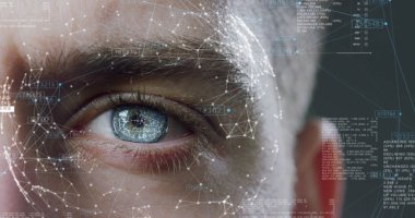 adam göz futuristik vizyonu, bilimsel araştırma ile kısmi görünümü