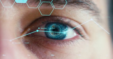 adam göz araştırma tarama futuristik vizyonu ile kısmi görünümü