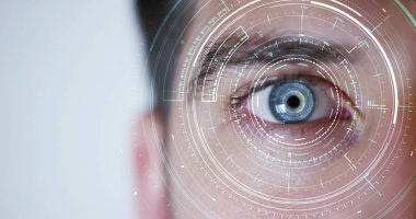 adam göz futuristik vizyonu, bilimsel araştırma ile kısmi görünümü