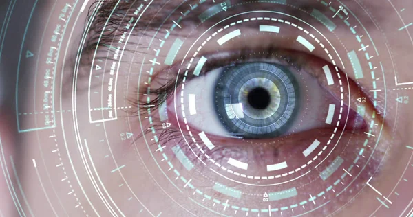 Częściowy Widok Ludzkiego Oka Futurystyczna Wizja Badań Naukowych Cyberprzestrzeni Wirtualnej — Zdjęcie stockowe