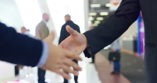 Two Businessmen Different Ethnicities Shake Hands Completing Important Deal Concept — Stock Video