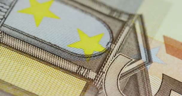 Primer Plano Vídeo Del Billete Euros — Vídeo de stock