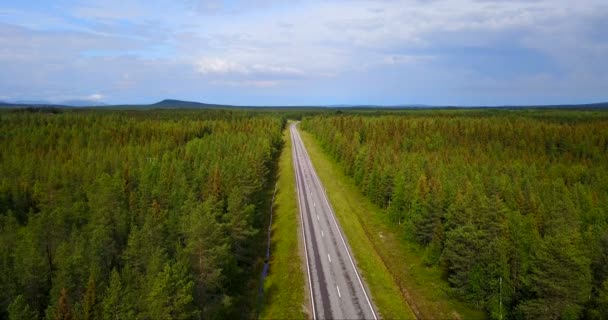 Vídeo Estrada Longa Finlândia Floresta — Vídeo de Stock