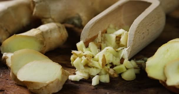 Composición Base Jengibre Alimentos Frescos Picantes Que Bueno Para Cuerpo — Vídeo de stock