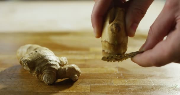 Composição Base Gengibre Alimentos Frescos Picantes Que Bom Para Corpo — Vídeo de Stock