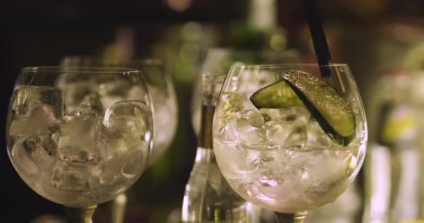 Barista Professionista Prepara Cocktail Bere Clienti Del Pub Della Discoteca — Video Stock