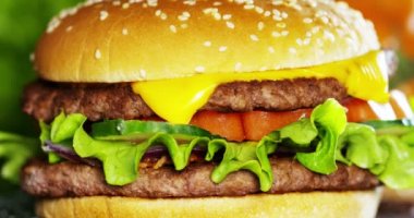 Amerikan lezzetli hamburger video iplik 