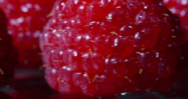 taze ıslak kırmızı ahududu video