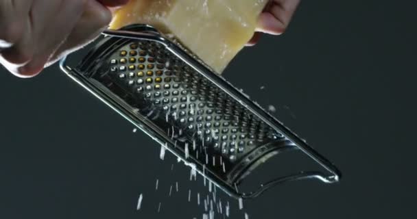 Video Chef Grating Yellow Cheese — Stock Video