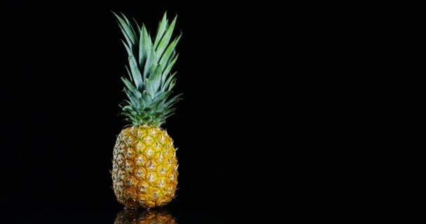 Video Hel Färsk Ananas Svart Bakgrund — Stockvideo