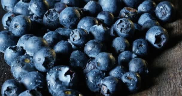 Mycket Nära Makro Färska Blåbär Och Vitamin Antioxidanter Begreppet Friska — Stockvideo