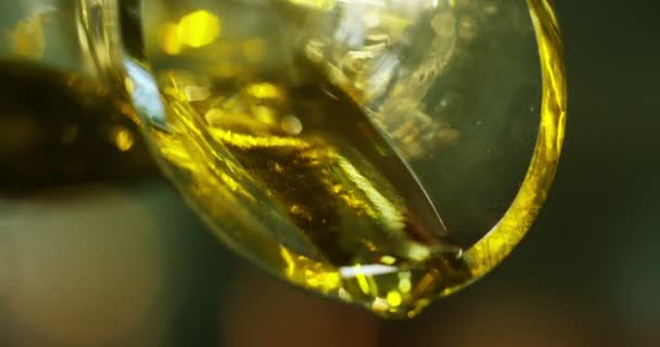 매크로 포인트 보기의 병에서 떨어지는 석유와 음식을 바이오 슬로우 모션에 — 비디오