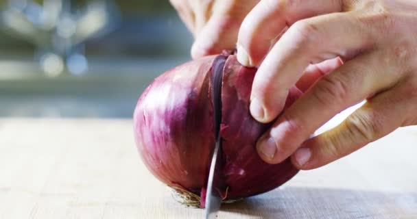 Italian Red Tropea Onions Cutted Slice Frying Extra Virgin Olive — Stock Video