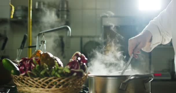 Ung Expert Kock Hand Försiktigt Tryck Och Välj Ingredienser Som — Stockvideo