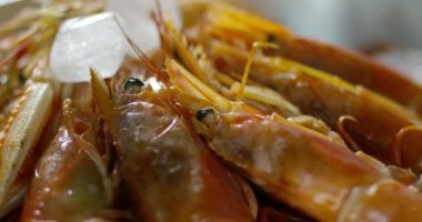 Karides ve salata, fitness ve doğru beslenme, ışık için büyük ve lezzetli diyet yemek