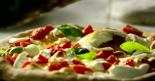 Pizza Haute Qualité Typique Cuisine Italienne Avec Fromage Mozzarella Italien — Video