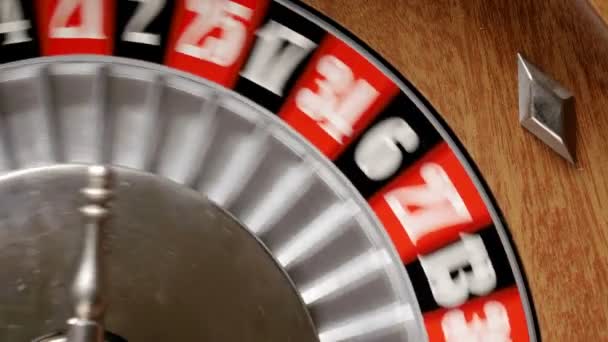 Tiro Macro Una Ruleta Casino Donde Pelota Número Verde Rojo — Vídeo de stock