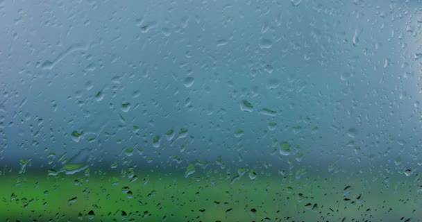 Window House You Can See Rain Falling Glass Blurred Background — Stock Video