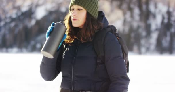 Meisje Drinken Vers Water Uit Een Fles Water Dorst Afkoelen — Stockvideo